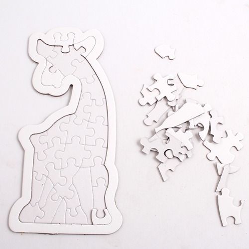 [아이디네180] 종이퍼즐 무지 기린 낱개 교육 조각판 도형 동물 퍼즐 미술 놀이 만들기 재료