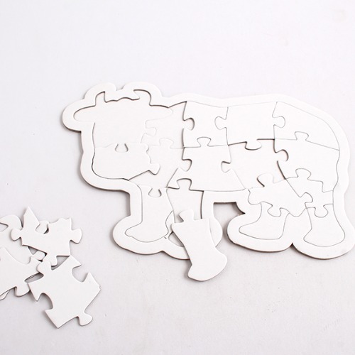[아이디네178] 종이퍼즐 무지 젖소 낱개 교육 조각판 도형 동물 퍼즐 미술 놀이 만들기 재료