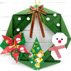 [종이가게0255]종이접기패키지 diy 크리스마스 벽 방문 걸이 장식 초록 리스만들기 1인/5인용