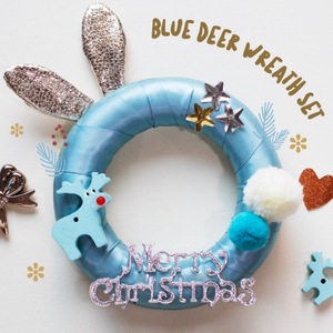 [재미니네533] 크리스마스 블루 사슴 리스 5set
