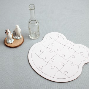[아이디네174] 종이퍼즐 무지 곰얼굴 낱개 교육 조각판 도형 동물 퍼즐 미술 놀이 만들기 재료