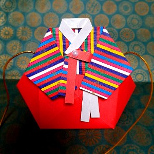 [종이가게367] 종이접기 전통 명절 설날 새해 한복 복주머니 가방 만들기재료 세트, 색동
