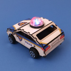 [아이디네295] [아이디몬] 우드 DIY경찰차 만들기 조립 키트(LED버튼식 조명,스티커포함)